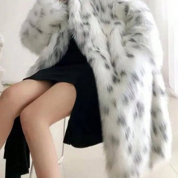 Multicolor Casual Women's Faux Fur Long Coat - Picture 5 of 6